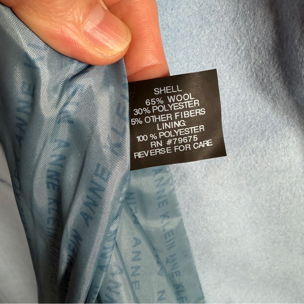 Anne Klein Single-Breasted Tailored Overcoat Womens Plus Sz 18 Pastel Blue Class - Picture 5 of 12